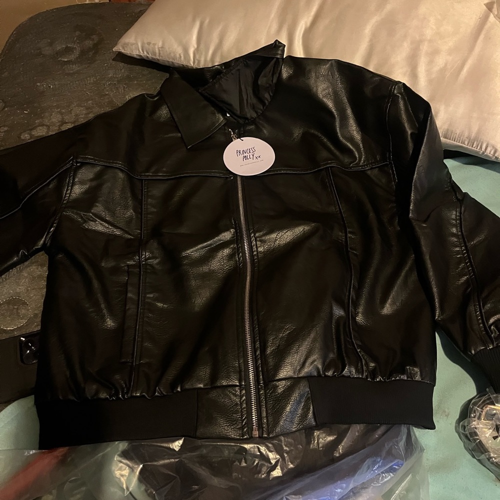 Goldsmith fox leather bomber jacket black